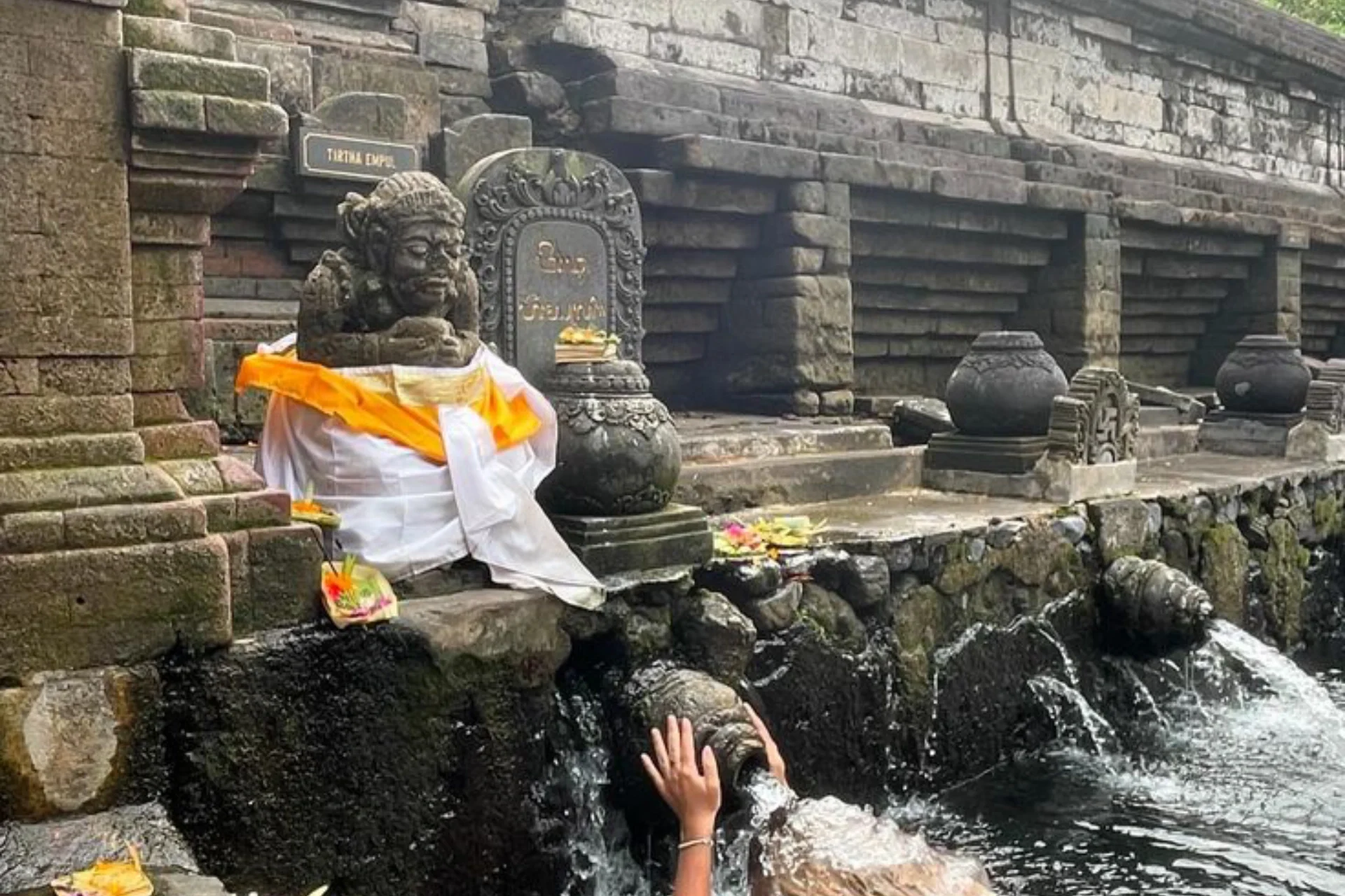 1_ beautiful pool at accommodation 🥹 2. sunrise on the campuhan ridge walk __ 3. water blessing ceremony at tirta empul temple 4. frangapaniesss 5. first ever palm reading! 🪬 6. secret waterfal